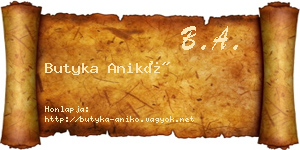 Butyka Anikó névjegykártya